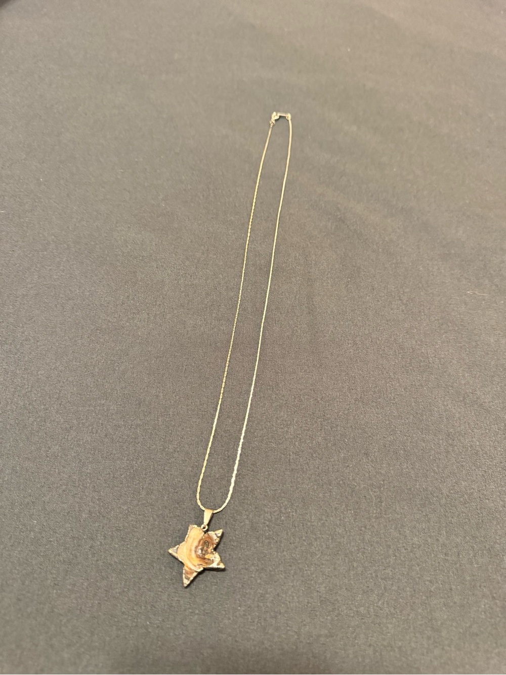 Silver Star Pendant Necklace. Unknown Stone